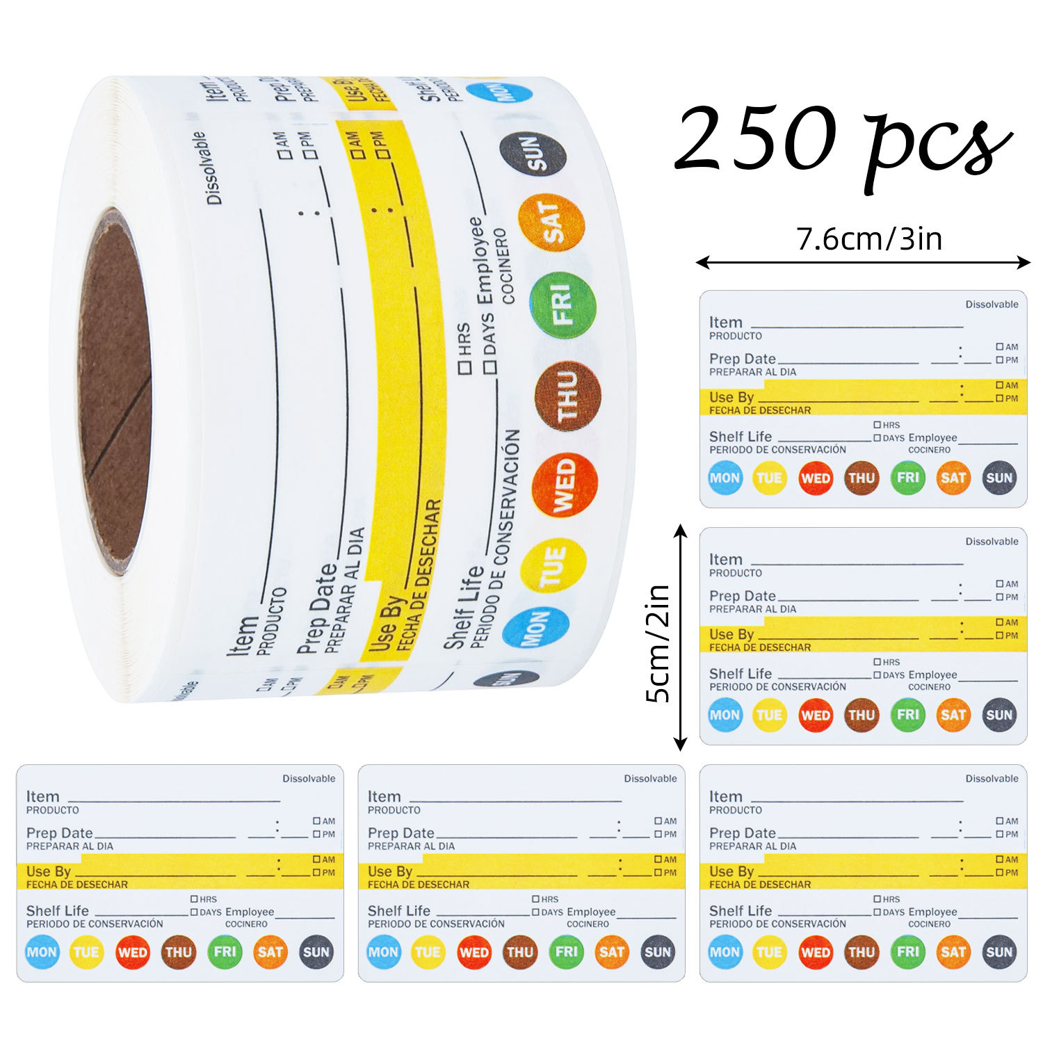 Food Storage Labels - 250 Stuks/Roll Voedsel Datumlabels Waterdichte Voedselvoorbereidingsstickers