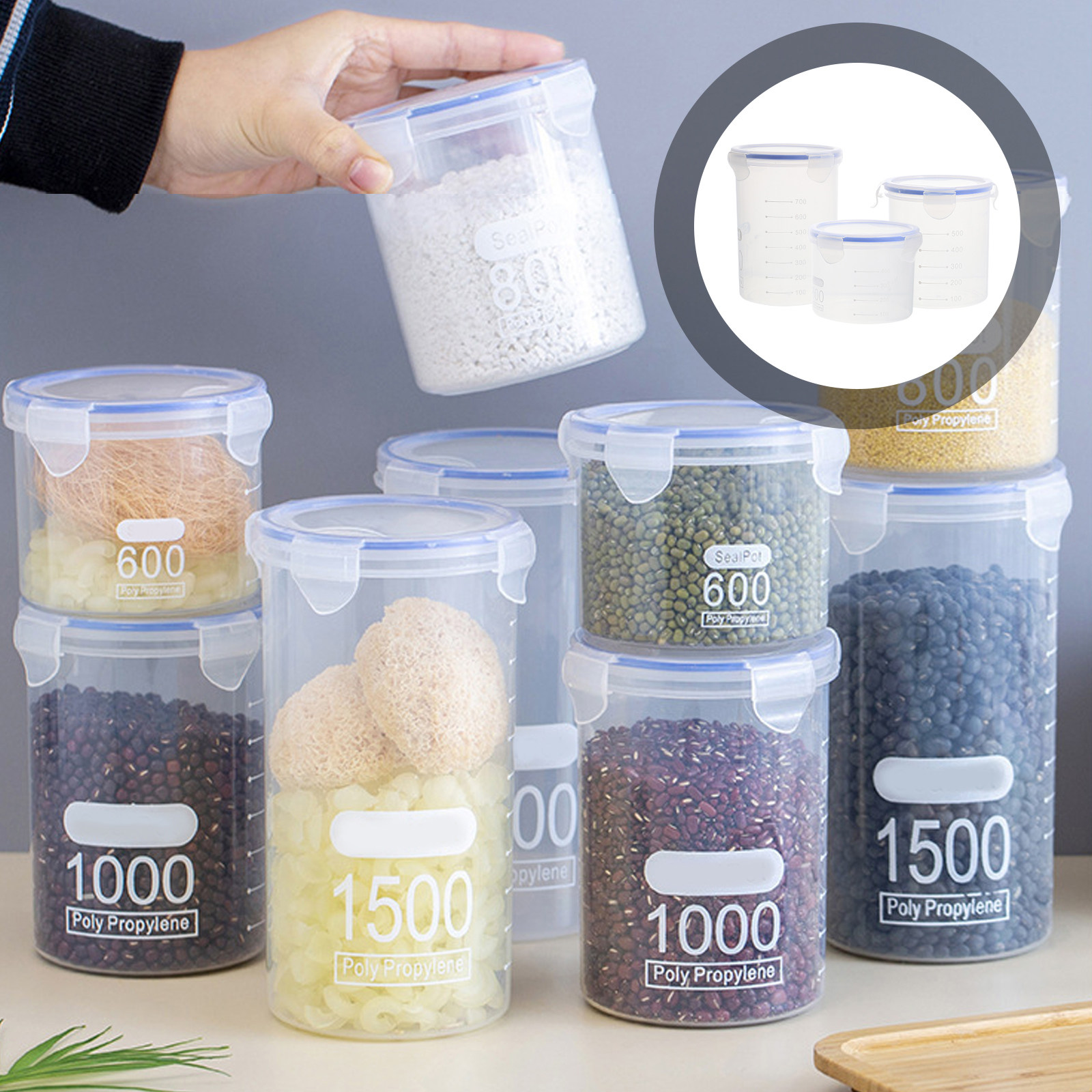 Food Storage Containers - Luchtdichte voedselbewaarpotjes, 6-delige set, transparante plastic