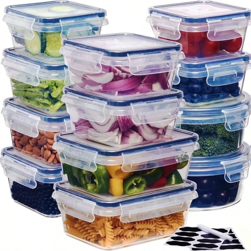 Food Storage Labels - Set van 12 voedselbewaarbakjes met eenvoudig