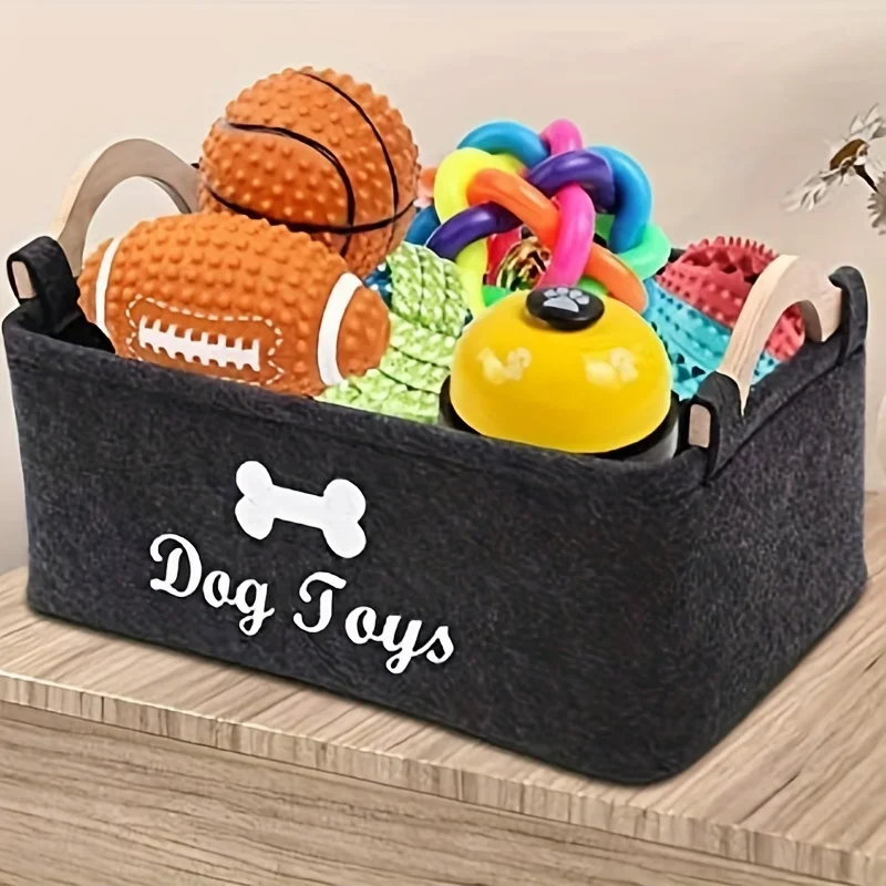 Food Storage With Dividers - 1pc vilten speelgoeddoos voor huisdieren, hondenspeelgoeddoos,