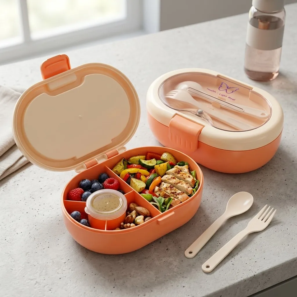 Plastic lunchbox met bestek, l - Food Storage With Dividers recensie en prijs